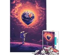 Puzzle de 1000 pièces représentant Un Astronaute Tenant Un Ballon représentant la Terre dans l'espace Jeu addictif pour développer la Patience et s'amuser Décoration idéale Cadeau d'anniversaire