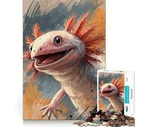 Puzzle de 1000 pièces représentant Un Axolotl Souriant, idéal pour Les Adolescents et offrant Un Exercice Mental Découpe précise, décoration Murale 50x75cm