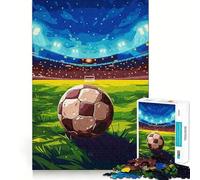Puzzle de 1000 pièces représentant Un Ballon de Football sur Un Terrain de Stade, idéal pour Les Adultes Jeu de réflexion, Passe-Temps la Maison, Bords Nets, Joli Cadeau (38x26cm)