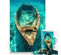 Puzzle de 1000 pièces représentant Un Bateau coulé dans Une Eau Turquoise, idéal pour Les Adolescents Jeu de réflexion, Jouet Anti-Stress, découpe soignée, Cadeau Artistique 38x52cm
