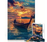 Puzzle de 1000 pièces représentant Un Bateau de pêche thaïlandais au Coucher du Soleil idéal pour Les Adultes Stimule la mémoire Passe Un Moment agréable et Offre Une Belle œuvre d'art à Assembler