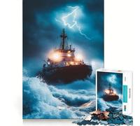 Puzzle de 1000 pièces représentant Un Bateau en Pleine tempête avec des éclairs, idéal pour Les Adolescents Détente et Relaxation garanties 50x75cm