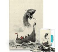 Puzzle de 1000 pièces représentant Un Bateau Viking et Un Serpent de mer activité ludique et stimulante pour renforcer Les Liens familiaux (38x52cm)