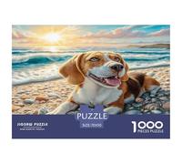 Puzzle de 1000 pièces représentant Un Beagle coloré au Bord de la mer, pour Adultes. Un défi Impossible pour développer Son Cerveau. 70 x 50 cm / 1000 pièces