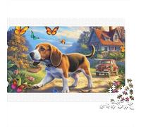 Puzzle de 1000 pièces représentant Un Beagle coloré dans Un décor enchanteur. Illustration Magnifique. Activité Unique à Faire à la Maison. Dimensions : 38 x 26 cm.