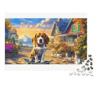 Puzzle de 1000 pièces représentant Un Beagle coloré dans Un verger Luxuriant. Illustration Magnifique pour Adultes. Activité Unique à Faire à la Maison. 38 x 26 cm.