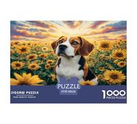Puzzle de 1000 pièces représentant Un Beagle coloré Parmi des tournesols, pour Adultes et Enfants. Illustration Magnifique. Dimensions : 38 x 26 cm.