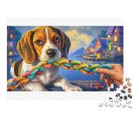 Puzzle de 1000 pièces représentant Un Beagle dans Un Ciel crépusculaire, en Carton 100% recy coration idéale pour Adultes et Enfants. Dimensions : 38 x 26 cm.