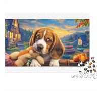 Puzzle de 1000 pièces représentant Un Beagle dans Un Coin ensoleillé, en Carton 100% recyclé. Un Beagle à l'ombre des étoiles. Un défi Stimulant et Amusant. Dimensions : 70 x 50 cm.