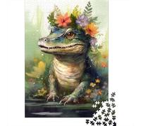 Puzzle de 1000 pièces représentant Un bébé Crocodile Peint à la Main et coloré, idéal pour Adultes et Enfants. Jeu de Puzzle en Papier, Format 38 x 26 cm. Cadeau d'anniversaire Parfait.