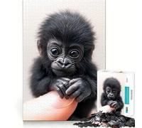 Puzzle de 1000 pièces représentant Un bébé Gorille,avec Bords Fins,Un Jeu de logique et de Loisirs,idéal comme Cadeau d'anniversaire Amusant (50x75cm)