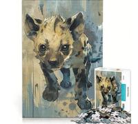 Puzzle de 1000 pièces représentant Un bébé hyène Peinture numérique, Jouet Anti-Stress pour Toute la Famille, avec des pièces de Formes aléatoires Parfaitement emboîtables 38x26cm