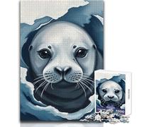 Puzzle de 1000 pièces représentant Un bébé Phoque, idéal pour Les Adolescents Jeu d'apprentissage et de réflexion stratégique et Symbolique pour Toutes Les Occasions Dimensions:38x26cm