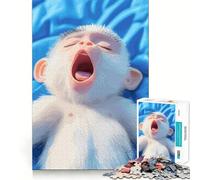 Puzzle de 1000 pièces représentant Un bébé Singe Qui bâille Jeu de réflexion Amusant,sans Espace,Assemblage précis pour Les réunions de Famille (50x75cm)
