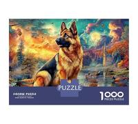 Puzzle de 1000 pièces représentant Un Berger Allemand à la Plage. Jeu éducatif pour Adultes. Décoration Magnifique. Idéal comme Cadeau d'anniversaire. Dimensions : 70 x 50 cm.