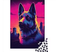 Puzzle de 1000 pièces représentant Un Berger Allemand au Coucher du Soleil, en Bois, pour Adultes et Enfants. Jeu éducatif idéal comme Cadeau de Noël. 1000 pièces (75 x 50 cm).