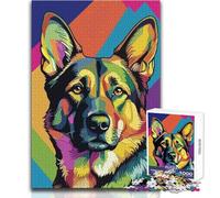 Puzzle de 1000 pièces représentant Un Berger Allemand coloré dans Un Style Pop Art Idéal pour Les Adolescents, ce Jeu ludique et éducatif est Un Cadeau Unique pour Les fêtes Dimensions:38x52cm