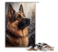 Puzzle de 1000 pièces représentant Un Berger Allemand dans la Neige idéal pour Adultes et Adolescents à partir de 14 Ans Casse tête Impossible et Anti Stress Dimensions 75x50cm