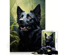 Puzzle de 1000 pièces représentant Un Berger Allemand Noir, idéal pour Les Adolescents Un Cadeau Charmant et Facile à Entretenir (38x52cm)