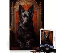 Puzzle de 1000 pièces représentant Un Berger Allemand Noir sur Un trône, idéal pour la Stimulation cérébrale des Adultes, Un Loisir de qualité supérieure et Un Beau Cadeau (50x75cm)