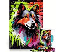 Puzzle de 1000 pièces représentant Un Berger des Shetland et des Graffitis, idéal pour Les Adolescents Jouet Intelligent, découpe précise, Cadeau de Saison 38x26cm