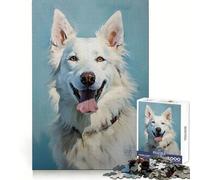 Puzzle de 1000 pièces représentant Un Berger Suisse Blanc, idéal pour Les Adolescents Exercices de logique, détente et Moments de Calme Bords Nets (50x75cm)