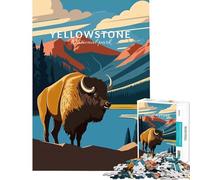Puzzle de 1000 pièces représentant Un Bison du Parc National de Yellowstone Jeu éducatif Stimulant Amusant et Humoristique idéal comme Cadeau (38x52cm)