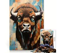 Puzzle de 1000 pièces représentant Un Bison, idéal pour Les Adolescents Développe la mémoire, Offre Un Moment de détente agréable et des Bords Nets Surprise de Noël (38x52cm)