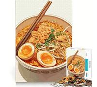Puzzle de 1000 pièces représentant Un Bol de Ramen avec œufs et Baguettes,pièces Parfaitement ajustées,Jouet créatif et Amusant,Moments de détente et de convivialité,Cadeau de décoration
