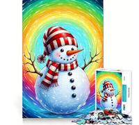 Puzzle de 1000 pièces représentant Un Bonhomme de Neige sur Fond Arc-en-Ciel tourbillonnant, idéal pour Les Adolescents Jeu de réflexion Relaxant, découpe soignée, Cadeau raffiné (50x75cm)