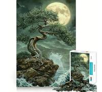 Puzzle de 1000 pièces représentant Un bonsaï au Clair de Lune,découpe précise,Jeu de réflexion,Cadeau Facile et Amusant pour Un Anniversaire (38x26cm)
