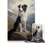 Puzzle de 1000 pièces représentant un Border Collie dans une montagne,idéal pour les adolescents Un cadeau unique,stimulant la réflexion et la pleine conscience grâce à son assemblage solide (50x75cm)