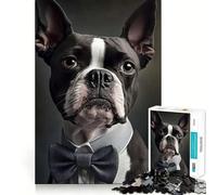 Puzzle de 1000 pièces représentant Un Boston Terrier,découpe précise,Art,Jeu Stimulant pour Le Cerveau,Loisirs,Divertissement,décoration de Noël (38x52cm)