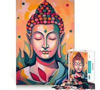 Puzzle de 1000 pièces représentant Un Bouddha Serein en méditation Art Abstrait pour Adultes Jeu de logique Stimulant et apaisant Bords Nets Cadeau touchant (50x75cm)