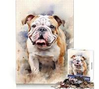 Puzzle de 1000 pièces représentant Un Bouledogue à l'aquarelle, idéal pour Adultes Favorise la Concentration et développe la capacité à Passer Un Bon Moment (38x52cm)