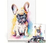 Puzzle de 1000 pièces représentant Un Bouledogue français à l'aquarelle, idéal pour Adultes Un Passe-Temps intellectuel et paisible, aux découpes nettes, Un Cadeau Unique (38x52cm)