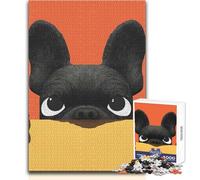 Puzzle de 1000 pièces représentant Un Bouledogue français Qui Regarde, idéal pour se détendre et occuper Son Temps Libre Découpe précise et régulière Dimensions 38x52cm
