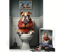 Puzzle de 1000 pièces représentant Un Bouledogue sur Les Toilettes avec Un Smartphone,idéal pour Adultes Développez Votre logique,détendez-Vous et assemblez Vos pièces Facilement Un Cadeau Charmant !