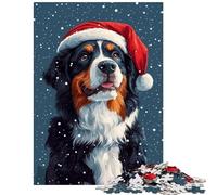 Puzzle de 1000 pièces représentant Un Bouvier Bernois avec Un Bonnet de Père Noël | Décoration Murale de Noël avec Un Chien | Activités Amusantes à la Maison Jeu de réflexion et de logique