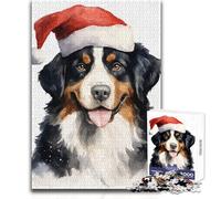 Puzzle de 1000 pièces représentant Un Bouvier Bernois et Le Père Noël, idéal pour Adultes et Adolescents Jeu de réflexion et de créativité, Cadeau Original et mémorable Dimensions:50x75cm