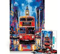Puzzle de 1000 pièces représentant Un Bus londonien Pop Art avec Big Ben en arrière-Plan, pour Adultes et Adolescents Jouet Anti-Stress Wise Think, découpe Nette, pour Les fêtes (50x75cm)
