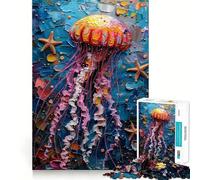 Puzzle de 1000 pièces représentant Un Calamar et Une étoile de mer, idéal pour Adultes et Adolescents Jeu de réflexion apaisant et Relaxant Cadeau de qualité supérieure 38x26cm