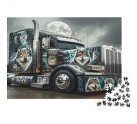 Puzzle de 1000 pièces représentant Un Camion Semi-remorque à Motif de Loup coloré (38 x 26 cm) - Décoration pour Adultes - Idée Cadeau d'anniversaire