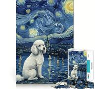 Puzzle de 1000 pièces représentant Un Caniche dans Un Tableau de la Nuit étoilée, pour Adultes Jeu de réflexion Intelligent et Amusant, découpe précise, à Exposer (50x75cm)