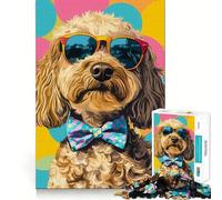 Puzzle de 1000 pièces représentant Un Caniche et des Lunettes de Soleil, Style Pop Art, pour Adolescents (50x75cm)
