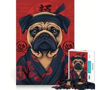 Puzzle de 1000 pièces représentant Un Carlin en Kimono, idéal pour Adultes Jeu de logique raffiné, détente et Finitions soignées Pièce d'art (38x52cm)