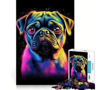 Puzzle de 1000 pièces représentant Un Carlin néon, idéal pour Adultes Jeu intellectuel, Anti-Stress, découpe précise, Cadeau Parfait (38x26cm)