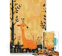 Puzzle de 1000 pièces représentant Un cerf au Repos dans Une Prairie ensoleillée (38x52cm) Idéal pour Adultes Stimule la mémoire, favorise la détente et Offre Un Cadeau d'anniversaire Original