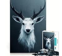 Puzzle de 1000 pièces représentant Un cerf Blanc aux Bois Sombres,idéal pour Les Adultes Jeu et de Coordination,découpé au Laser pour Un Assemblage Parfait Une activité enrichissante pour Les Jours