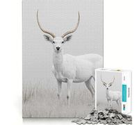 Puzzle de 1000 pièces représentant Un cerf Blanc dans Un Champ Brumeux Jeu de Construction Assemblage Facile et sécurisé Jouet d'intérieur idéal pour Les fêtes (38x26cm)
